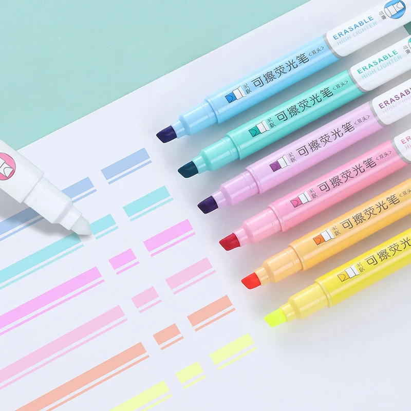 6 Colors Erasable Highlighters - Pastel Highlighter Set Double Ended review and price