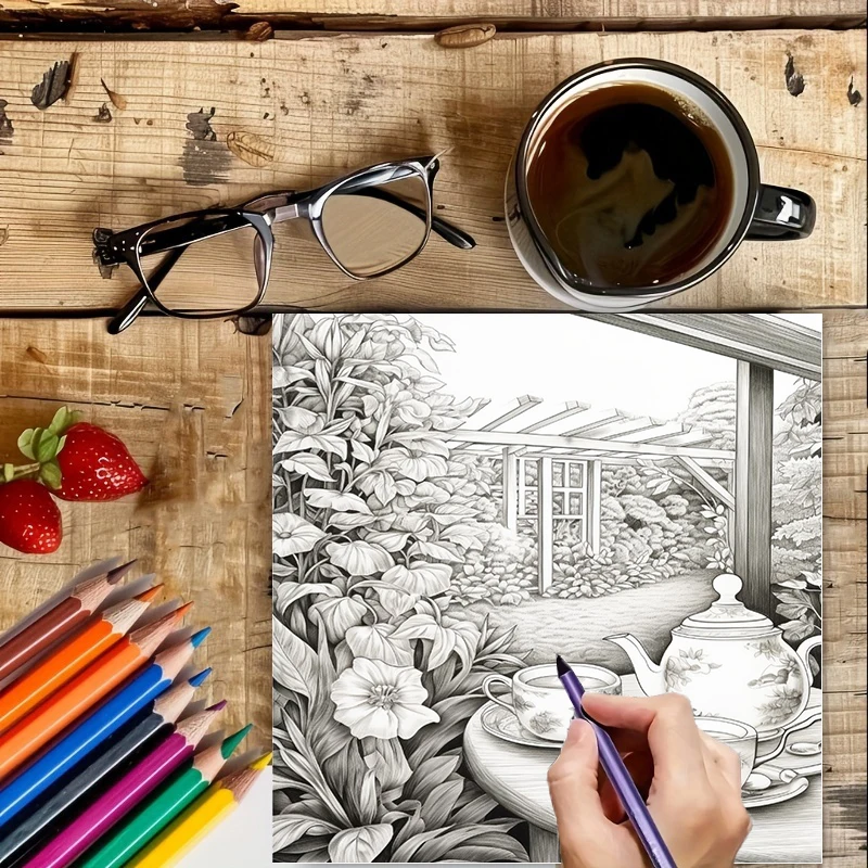 Tea In The Gardens Coloring Bo - School Supplies review and price
